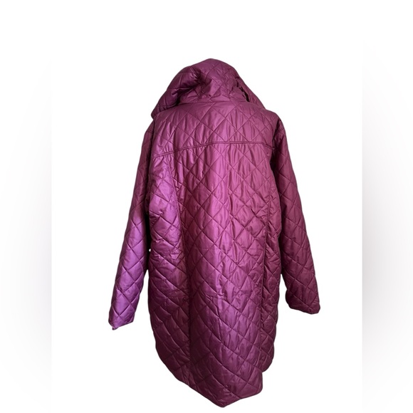 Plus Size Columbia Copper Crest Hood Quilted Long Jacket Mulberry Color - Picture 7 of 10